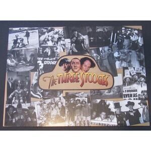 THE THREE STOOGES 'COLLAGE' TIN SIGN - 12.5" x 17.5" VINTAGE COLLECTIBLE